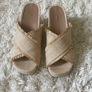 AEROSOLES Natural Raffia Crossband Slide Mules